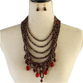 Fashion Glass Crystal Necklace Set