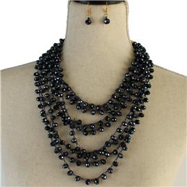 Fashion Glass Crystal Beads Necklace Set