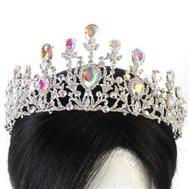 Crystal Tear-Leaf Crown Tiara