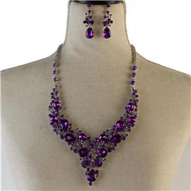 Crystal Swirl Flower Necklace Set