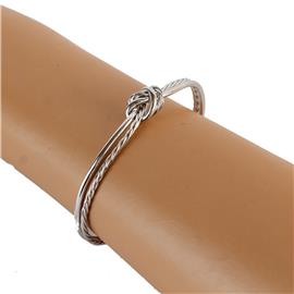 Rhodium Cable Knot Bangle Bracelet