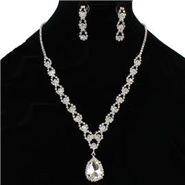 Rhinestones Casting Teardrop Necklace Set