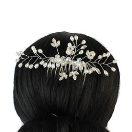 Flower Leaves Pearl Wired Hair Comb