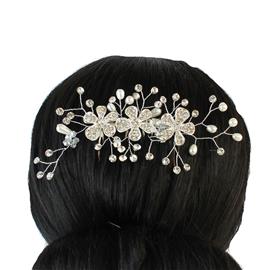 Flower Crystal Pearl Hair Comb