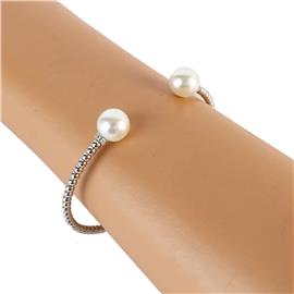 CZ Pearl Ball Bangle Bracelet