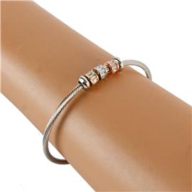 CZ Cable Charms Bangle Bracelet