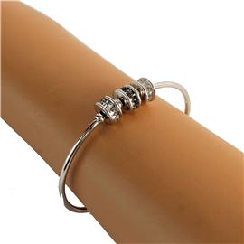 Metal Cubic Zirconia Charms Bangle Bracelet