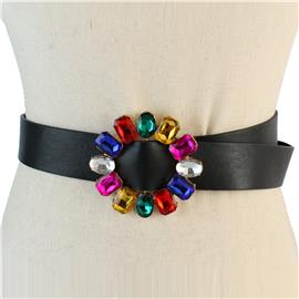 Crystal Leather Flower Belt