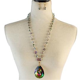 Long Crystal Beads Necklace Set