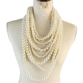 Long Pearls Necklace Set