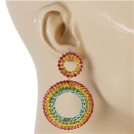 Rhinestones Round Earring