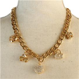 Korean Chain Multi Charm Necklace