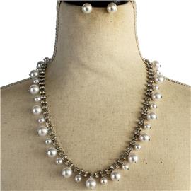 Pearl Rhinestones Necklace Set