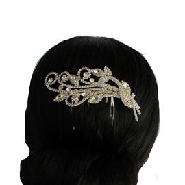 Rhinestones Swirl Leaf Hair Comb