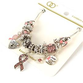 Pink Ribbon Charm Bracelet