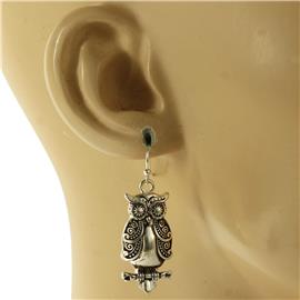 Metal Dangling Owl Earring