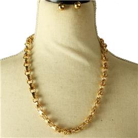 Metal Tube Chain Necklace Set