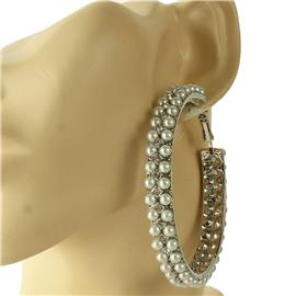 ""70mm" Pearl Double Hoop Earring "