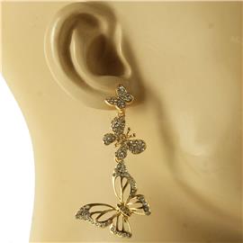 Metal Stones Butterfly Earring