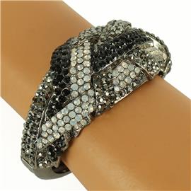 Crystal Braid Shape Cuff Bangle