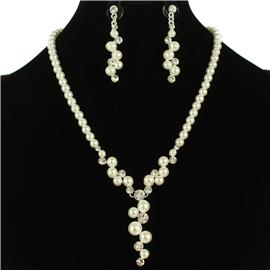 Pearls Stones Drop Necklace Set