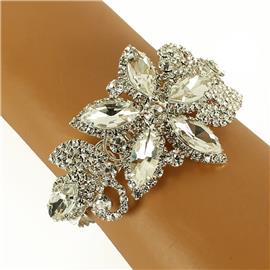 Rhinestones Leaves Bangle Bracelet