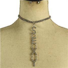 Rhinestones Dop Sexy Necklace Set