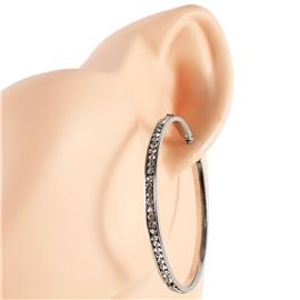 50mm Rhodium CZ Hoop Earring