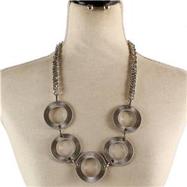 Metal Round Chain Necklace Set