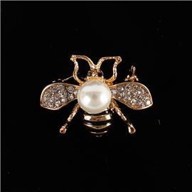 Metal Stones Bee Brooch