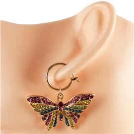 Stones Butterfly Hoop Earring