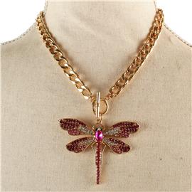 Link Chain Pendant Dragonfly Necklace