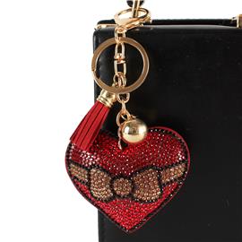 Foam Rhinestones Heart Key Chain