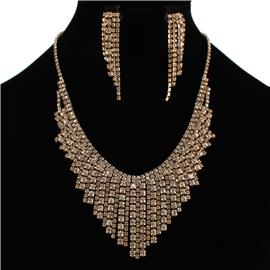 Rhinestones Fringeds Necklace Set