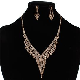 Rhinestones Swirl Necklace Set