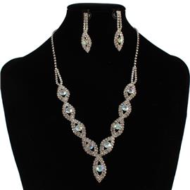 Rhinestones Oval Necklace Set