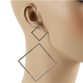 Rhinestones Dangling Square Earring