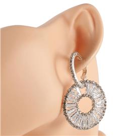 Rhinestones Round Dangling French Back Earring