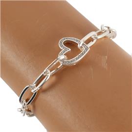 Oval Chain Charm Heart Bracelet