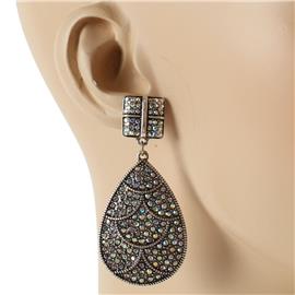 Metal Stones Teardrop Erarring