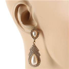 Rhinestones Pearl Teardrop Earring