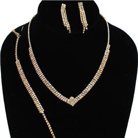 Rhinestones 3Pcs Necklace Set