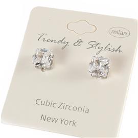 35in Cubic Zirconia Square Stud Earring