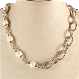 Rhodium Pearl Necklace