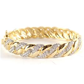 Rhodium Cz Link Bangle