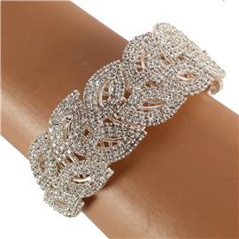 Rhinestones Leaves Bangle