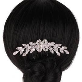 Rhinestone Pearl Flower Hair-Comb