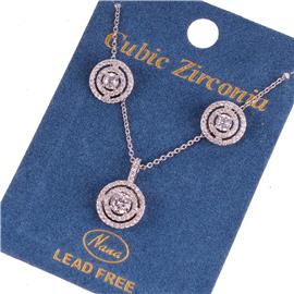 CZ Circle Necklace Set