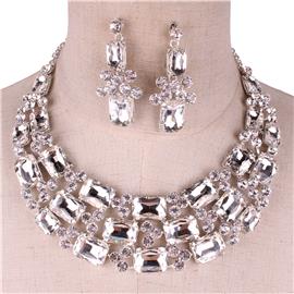 Crystal Square Necklace Set