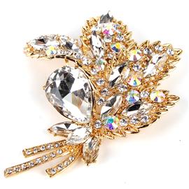 Crystal Leaf Brooch